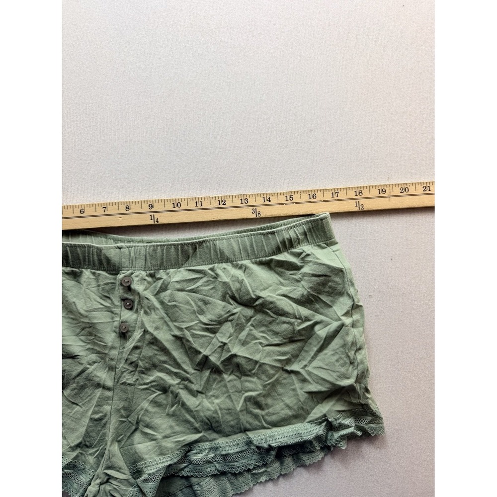 Primark Sleep Shorts Womens 10/12 Green Good Organic Cotton Lace Trim 16522 - Picture 6 of 8